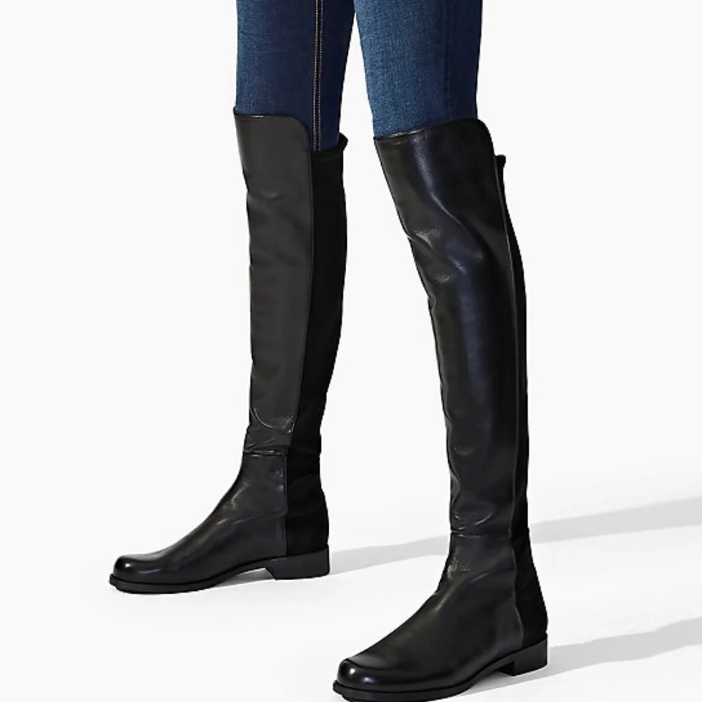 Stuart Weitzman 50 50 Over the Knee Leather Pull On Boots 6